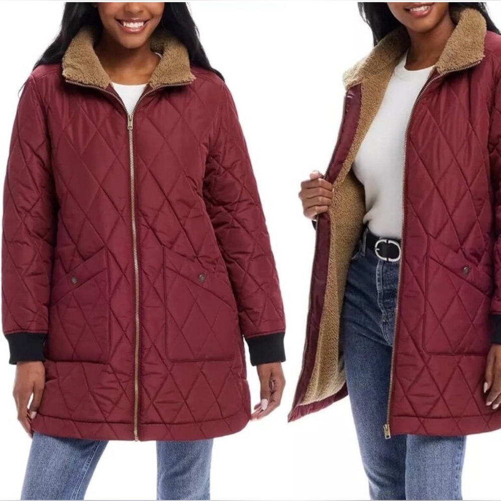 Original Weatherproof Vintage Women's Burgundy Quilted Teddy Jacket NWT 🥶